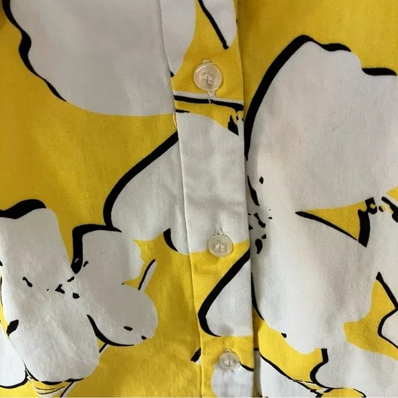 Sandra Darren Women Sleeveless Cotton Sateen Button-down Shirt Floral Dress (8) - Picture 6 of 9